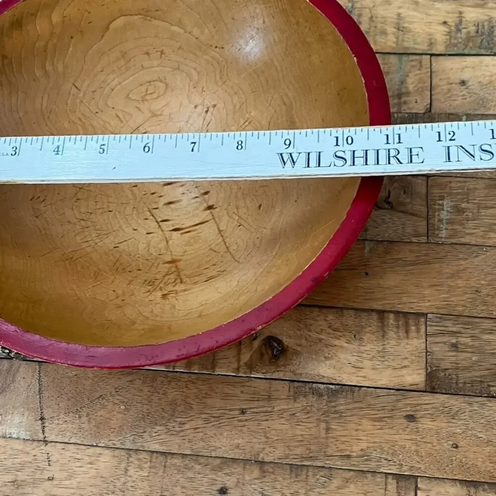 Vintage Primitive Handcrafted Wooden Bowl 11